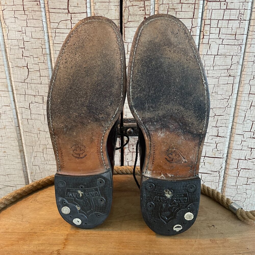 Vintage Dack's Canada Made Burgundy Wingtip Brogue Dress Shoes Mens 11.5 Leather - Picture 8 of 12